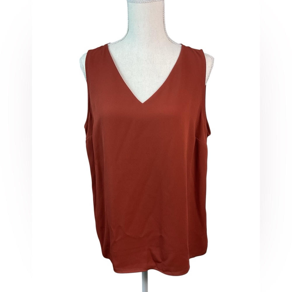 NINE WEST Sleeveless V-Neck Women's Tank Top in Rust L